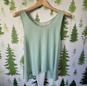 Toto Collection Mint Green Striped Sheer Top